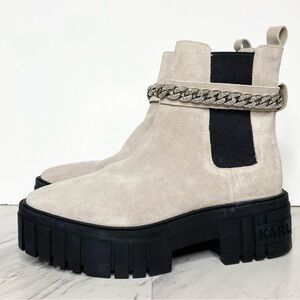 Karl Lagerfeld Riza Gray Suede Platform Chunky Chelsea Boot 9M